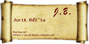 Jurik Béla névjegykártya
